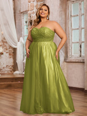 Dentelle et Tulle Longue Robe avec Col en Cœur Trèfle Grande Taille
