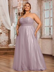 Dentelle et Tulle Longue Robe avec Col en Cœur Crépuscule Grande Taille