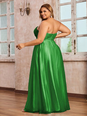 Dentelle et Tulle Longue Robe avec Col en Cœur Vert