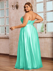 Dentelle et Tulle Longue Robe avec Col en Cœur Spa Grande Taille