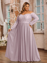 Hors de l'Epaule Robes à Manches Longues en Dentelle Dusk Grande Taille