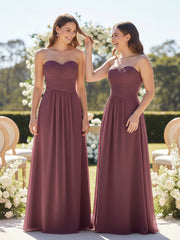 Robes Col en Cœur Sans Bretelles Mousseline Mûre