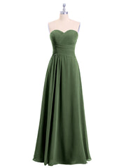 Robes Col en Cœur Sans Bretelles Mousseline Olive Verte Grande Taille