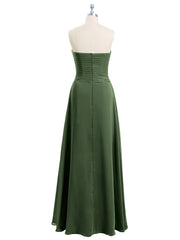 Robes Col en Cœur Sans Bretelles Mousseline Olive Verte