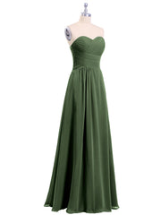 Robes Col en Cœur Sans Bretelles Mousseline Olive Verte
