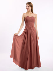 Robes Col en Cœur Sans Bretelles Mousseline terracotta