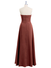 Robes Col en Cœur Sans Bretelles Mousseline terracotta