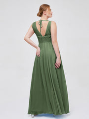 Illusion Col en Cœur Empire Mousseline Robe Olive Verte Grande Taille