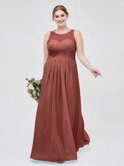 Illusion Col en Cœur Empire Mousseline Robe terracotta Grande Taille