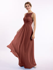 Illusion Col en Cœur Empire Mousseline Robe terracotta