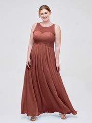 Illusion Col en Cœur Empire Mousseline Robe terracotta Grande Taille