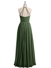 Licou Col Montant Mousseline Robe Demoiselle d'honneur Olive Verte