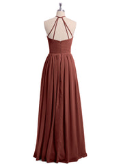 Licou Col Montant Mousseline Robe Demoiselle d'honneur terracotta Grande Taille