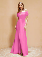 Robe Longue à Demi-Manches avec Fente Azalée Grande Taille