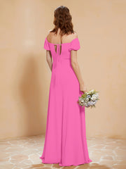 Robe Longue à Demi-Manches avec Fente Azalée Grande Taille