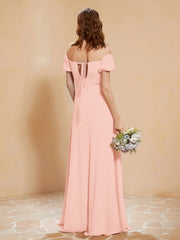 Robe Longue à Demi-Manches avec Fente Corail Grande Taille