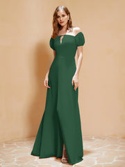 Robe Longue à Demi-Manches avec Fente Vert Foncé Grande Taille