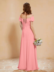 Robe Longue à Demi-Manches avec Fente Flamant Grande Taille
