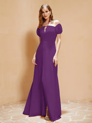 Robe Longue à Demi-Manches avec Fente Raisin