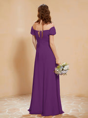 Robe Longue à Demi-Manches avec Fente Raisin