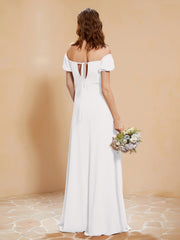 Robe Longue à Demi-Manches avec Fente Ivoire Grande Taille
