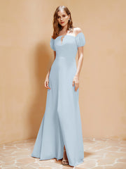 Robe Longue à Demi-Manches avec Fente Brume Grande Taille