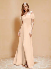 Robe Longue à Demi-Manches avec Fente Pêche Grande Taille