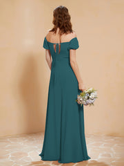 Robe Longue à Demi-Manches avec Fente Paon Grande Taille
