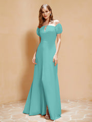 Robe Longue à Demi-Manches avec Fente Spa