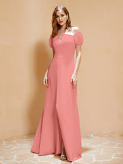 Robe Longue à Demi-Manches avec Fente Crépuscule