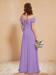 Robe Longue à Demi-Manches avec Fente Tahiti