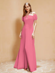 Robe Longue à Demi-Manches avec Fente Pastèque Grande Taille