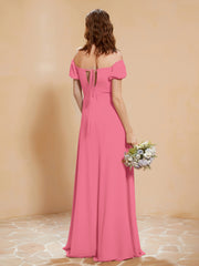 Robe Longue à Demi-Manches avec Fente Pastèque Grande Taille