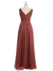 Mousseline Col en V Robe avec Jupe Cascade terracotta Grande Taille