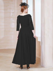 Robe en Dentelle et Mousseline Longueur au Sol à Col en V Noir