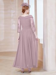 Robe en Dentelle et Mousseline Longueur au Sol à Col en V Dusk Grande Taille