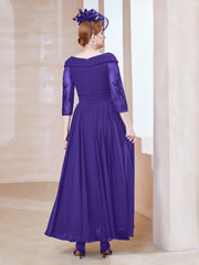 Robe en Dentelle et Mousseline Longueur au Sol à Col en V Régence Grande Taille