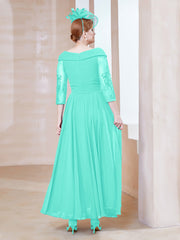 Robe en Dentelle et Mousseline Longueur au Sol à Col en V Spa Grande Taille