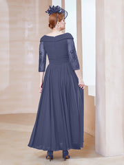Robe en Dentelle et Mousseline Longueur au Sol à Col en V Orageux Grande Taille