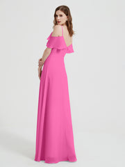 Spaghetti Bretelles Col En V Mousseline Robes Longues Azalée Grande Taille