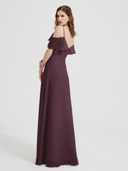 Spaghetti Bretelles Col En V Mousseline Robes Longues Cabernet Grande Taille