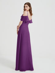 Spaghetti Bretelles Col En V Mousseline Robes Longues Raisin Grande Taille