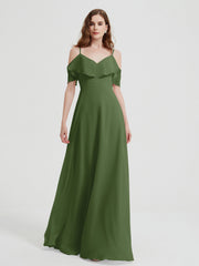 Spaghetti Bretelles Col En V Mousseline Robes Longues Mousse Grande Taille