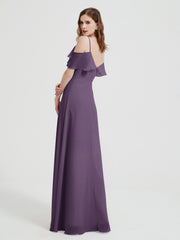 Spaghetti Bretelles Col En V Mousseline Robes Longues Plum Grande Taille