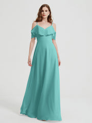 Spaghetti Bretelles Col En V Mousseline Robes Longues Spa Grande Taille