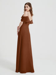 Spaghetti Bretelles Col En V Mousseline Robes Longues terracotta