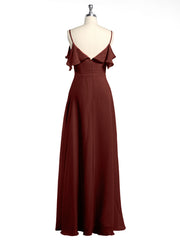 Spaghetti Bretelles Col En V Mousseline Robes Longues terracotta