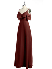 Spaghetti Bretelles Col En V Mousseline Robes Longues terracotta Grande Taille
