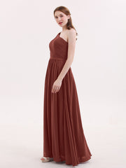 Une Epaule Robe Demoiselle d'honneur avec Ceinture terracotta