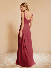 Robe de Demoiselle d'Honneur Sans Manches avec Volants Bordeaux Grande Taille